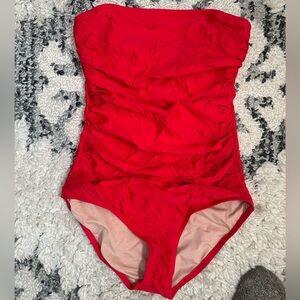 Strapless red J.crew one piece swimsuit
